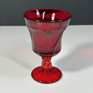 vtg Fostoria Glass Ruby Red Spiral Swirl Jamestown  Wine/Water GOBLET 4.5